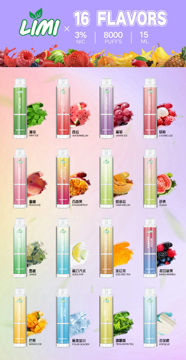 老冰棍味-LIMI發光抛棄式電子煙 8000口辣妹發光棒/一次性電子煙：圖片 3